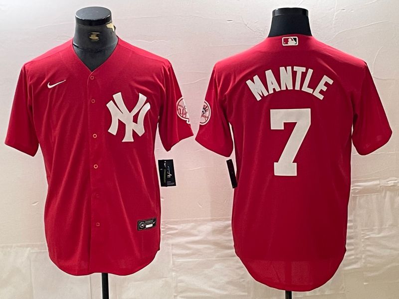 Men New York Yankees 7 Mantle joint name Nike 2024 MLB Jersey style 1